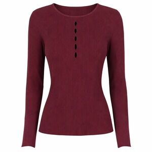 Montgomery Post Ribbed Top M Burgundy‎ NWT Keyhole Long Sleeve Goth